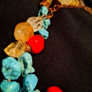 ✨️HP✨️Real Turquoise and Orange Beaded Necklace